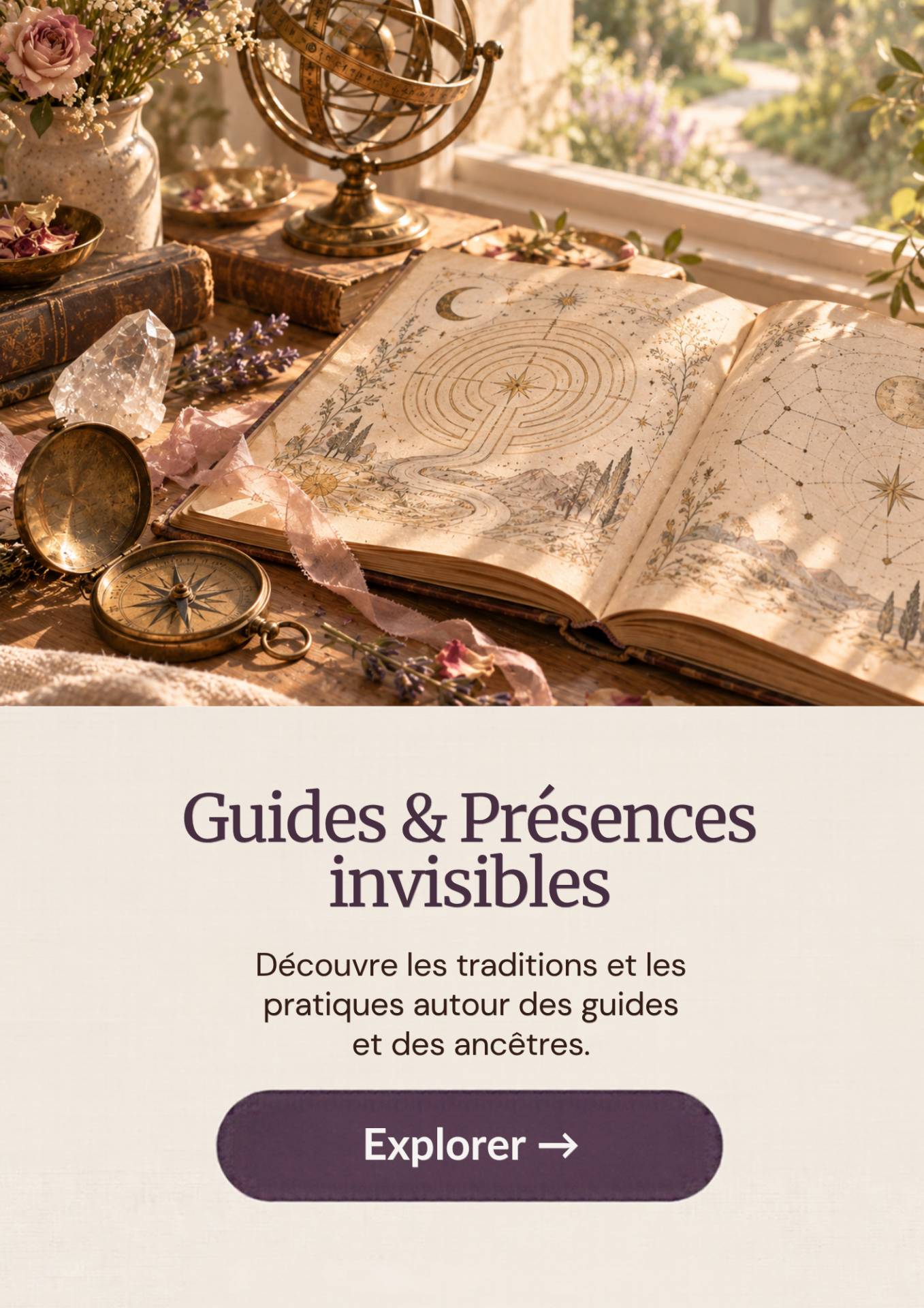 Explorer Guides & Présences invisibles : traditions autour des guides et des ancêtres.